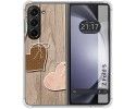 Funda Silicona para Samsung Galaxy Z Fold 5 5G diseño Corazones Madera Dibujos