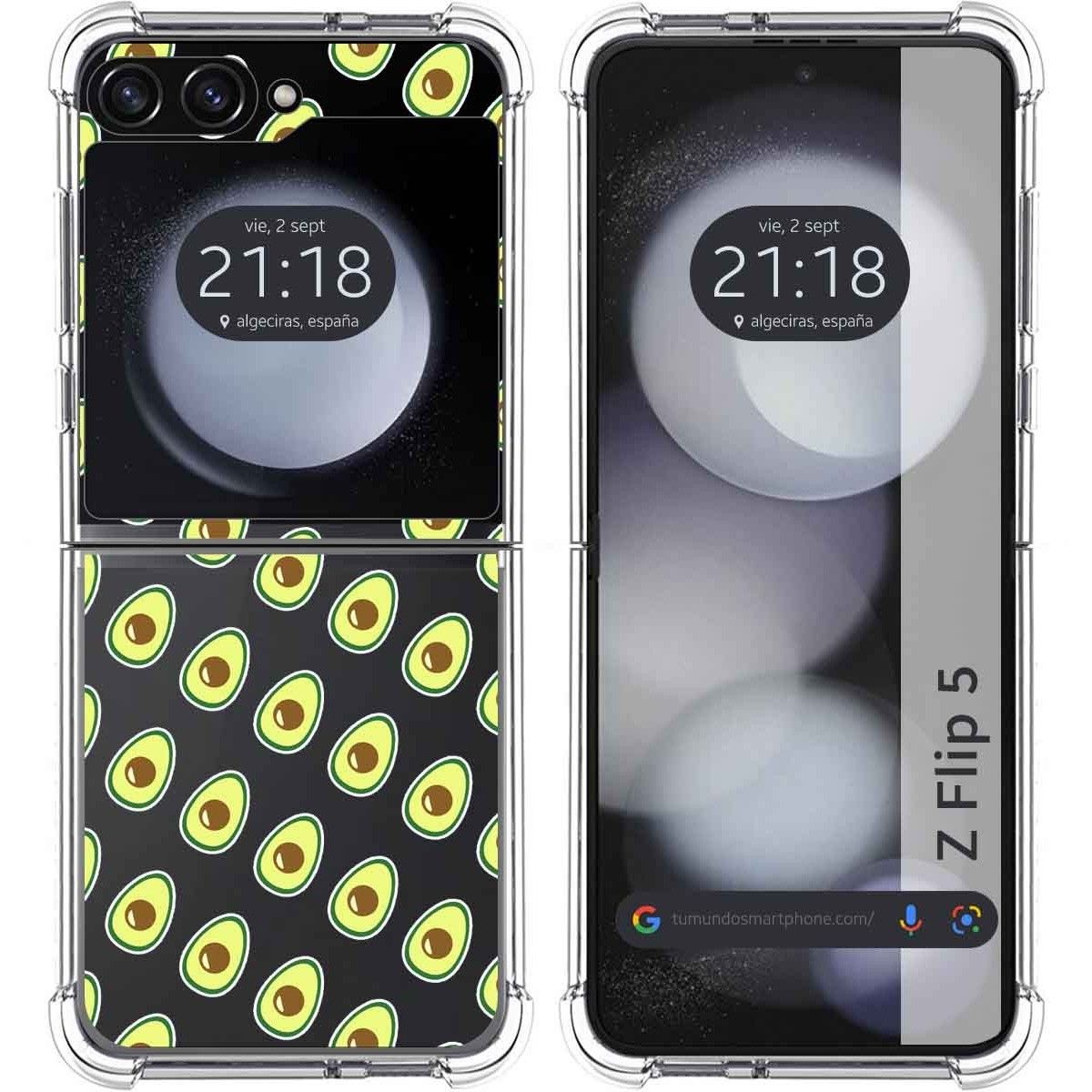 Funda Silicona Antigolpes para Samsung Galaxy Z Flip 5 5G diseño Aguacate Dibujos