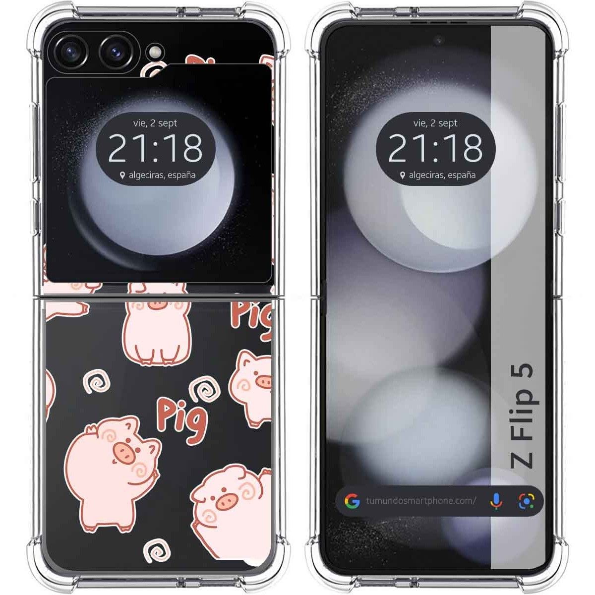 Funda Silicona Antigolpes para Samsung Galaxy Z Flip 5 5G diseño Cerdos Dibujos