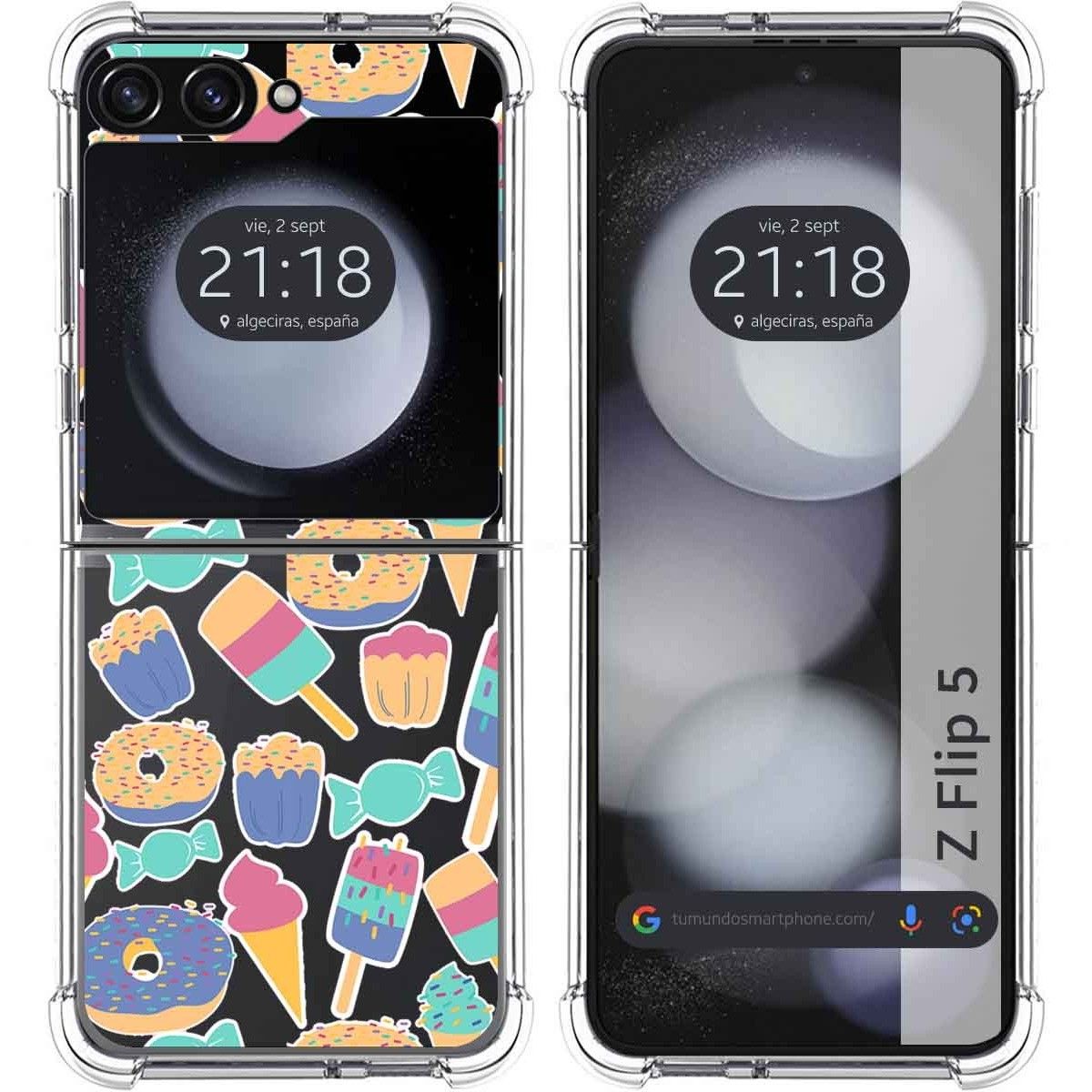 Funda Silicona Antigolpes para Samsung Galaxy Z Flip 5 5G diseño Dulces 02 Dibujos