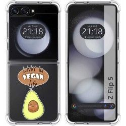 Funda Silicona Antigolpes para Samsung Galaxy Z Flip 5 5G diseño Vegan Life Dibujos