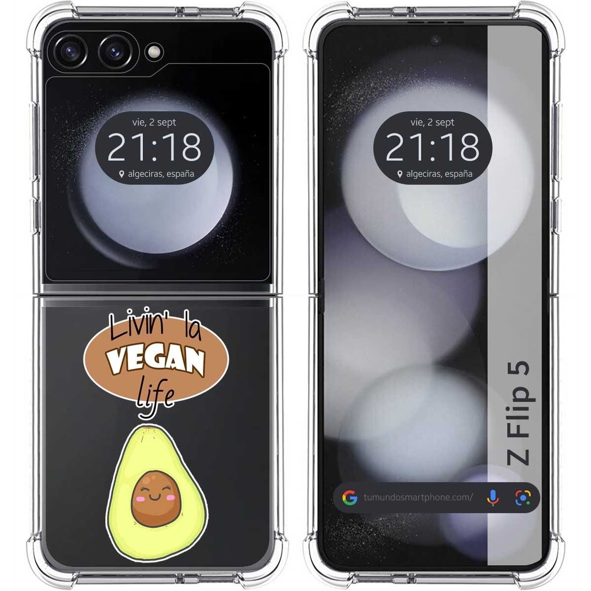 Funda Silicona Antigolpes para Samsung Galaxy Z Flip 5 5G diseño Vegan Life Dibujos