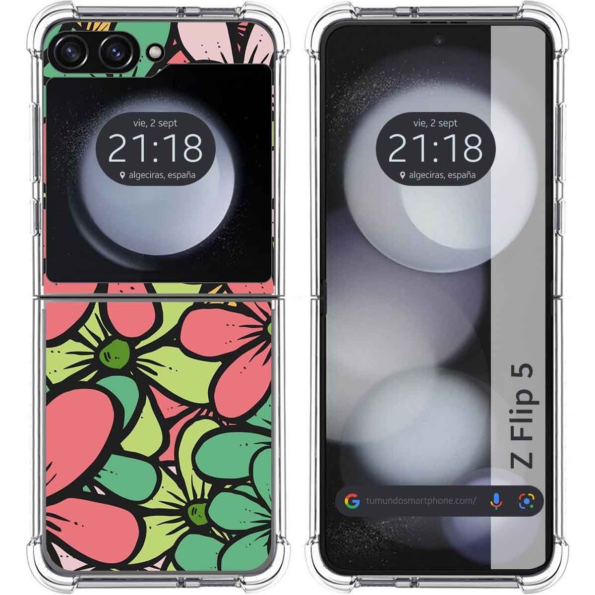 Funda Silicona Antigolpes para Samsung Galaxy Z Flip 5 5G diseño Flores 02 Dibujos