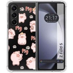 Funda Silicona Antigolpes para Samsung Galaxy Z Fold 5 5G diseño Cerdos Dibujos
