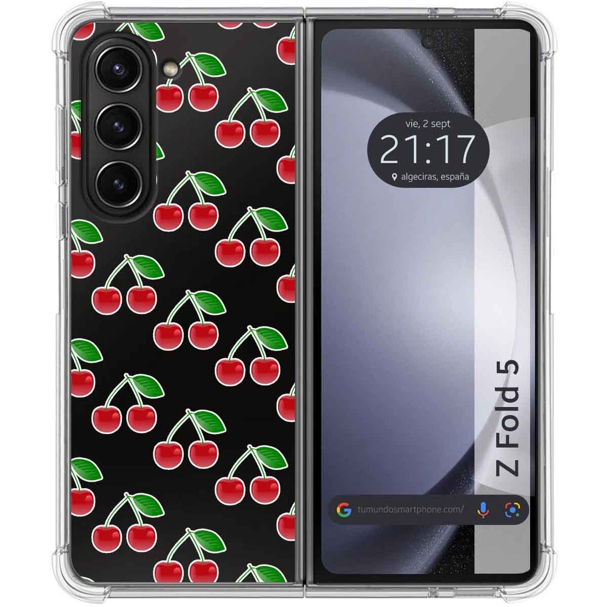 Funda Silicona Antigolpes para Samsung Galaxy Z Fold 5 5G diseño Cerezas Dibujos