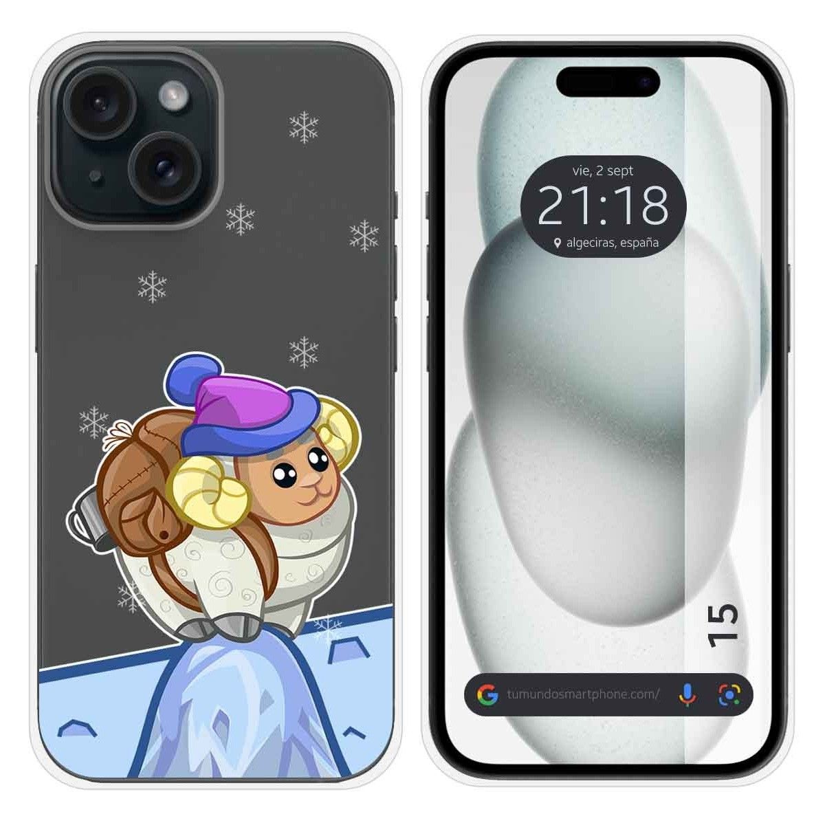 Funda Silicona Transparente compatible con Iphone 15 (6.1) diseño Cabra Dibujos