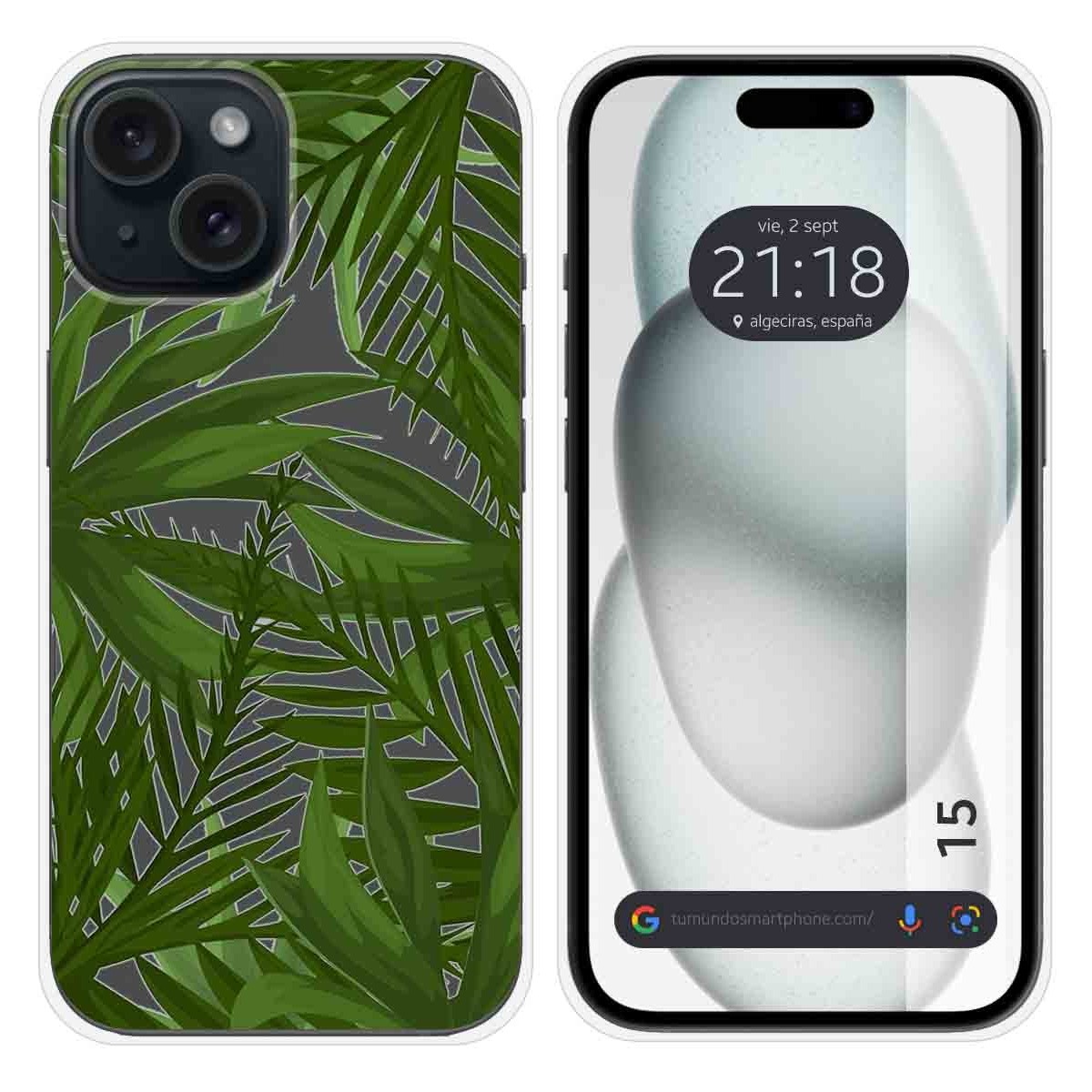 Funda Silicona Transparente compatible con Iphone 15 (6.1) diseño Jungla Dibujos