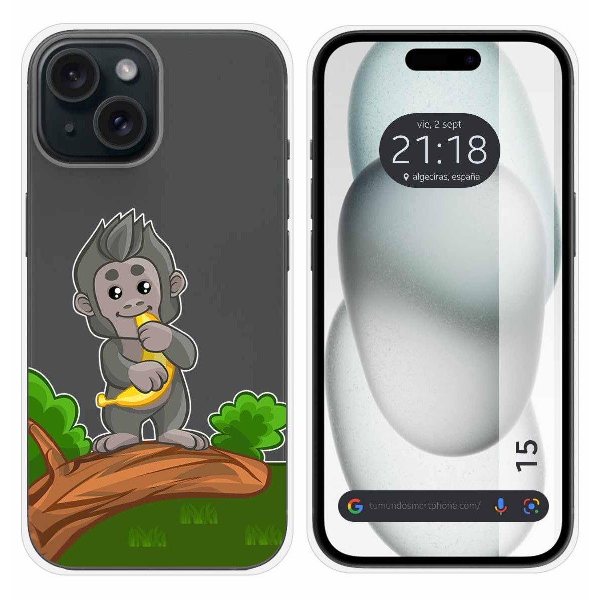 Funda Silicona Transparente compatible con Iphone 15 (6.1) diseño Mono Dibujos