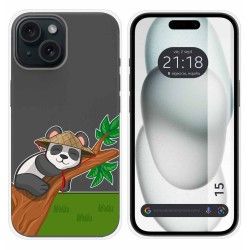 Funda Silicona Transparente compatible con Iphone 15 (6.1) diseño Panda Dibujos