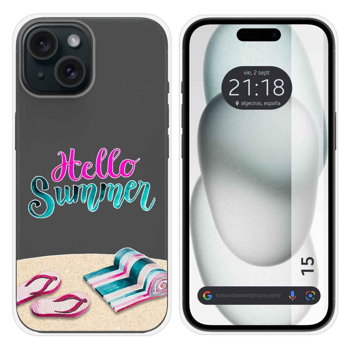 Funda Silicona Transparente compatible con Iphone 15 (6.1) diseño Summer Dibujos