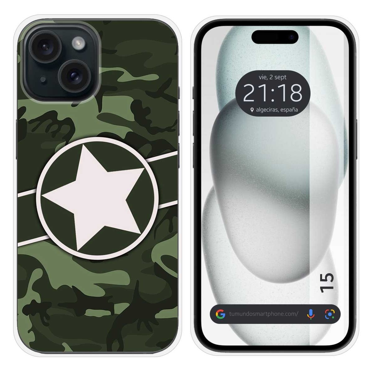 Funda Silicona compatible con Iphone 15 (6.1) diseño Camuflaje 01 Dibujos