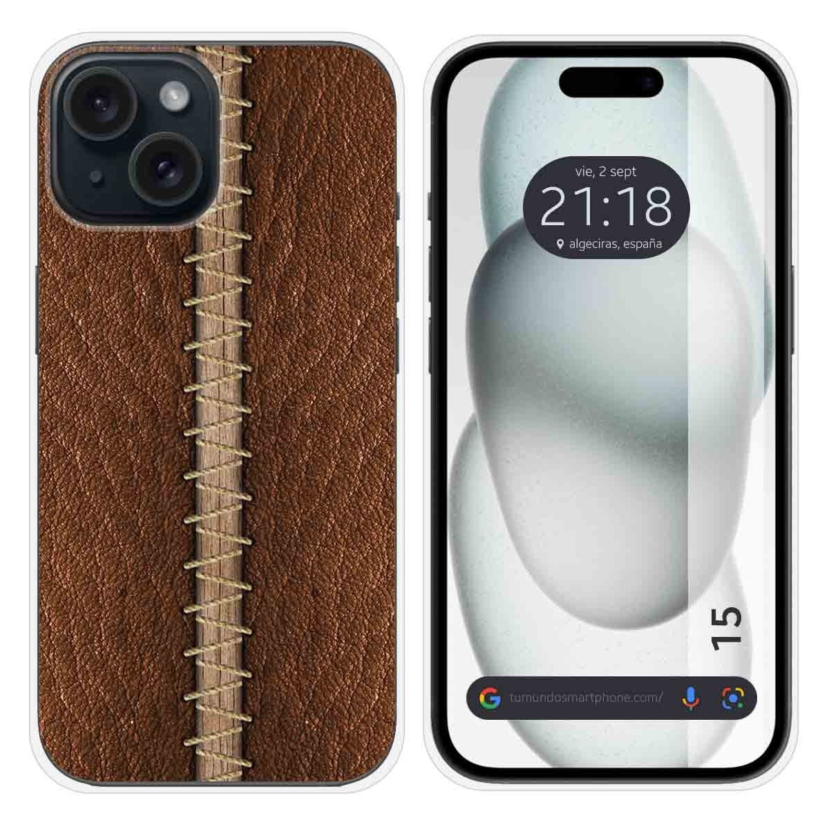 Funda Silicona compatible con Iphone 15 (6.1) diseño Cuero 01 Dibujos