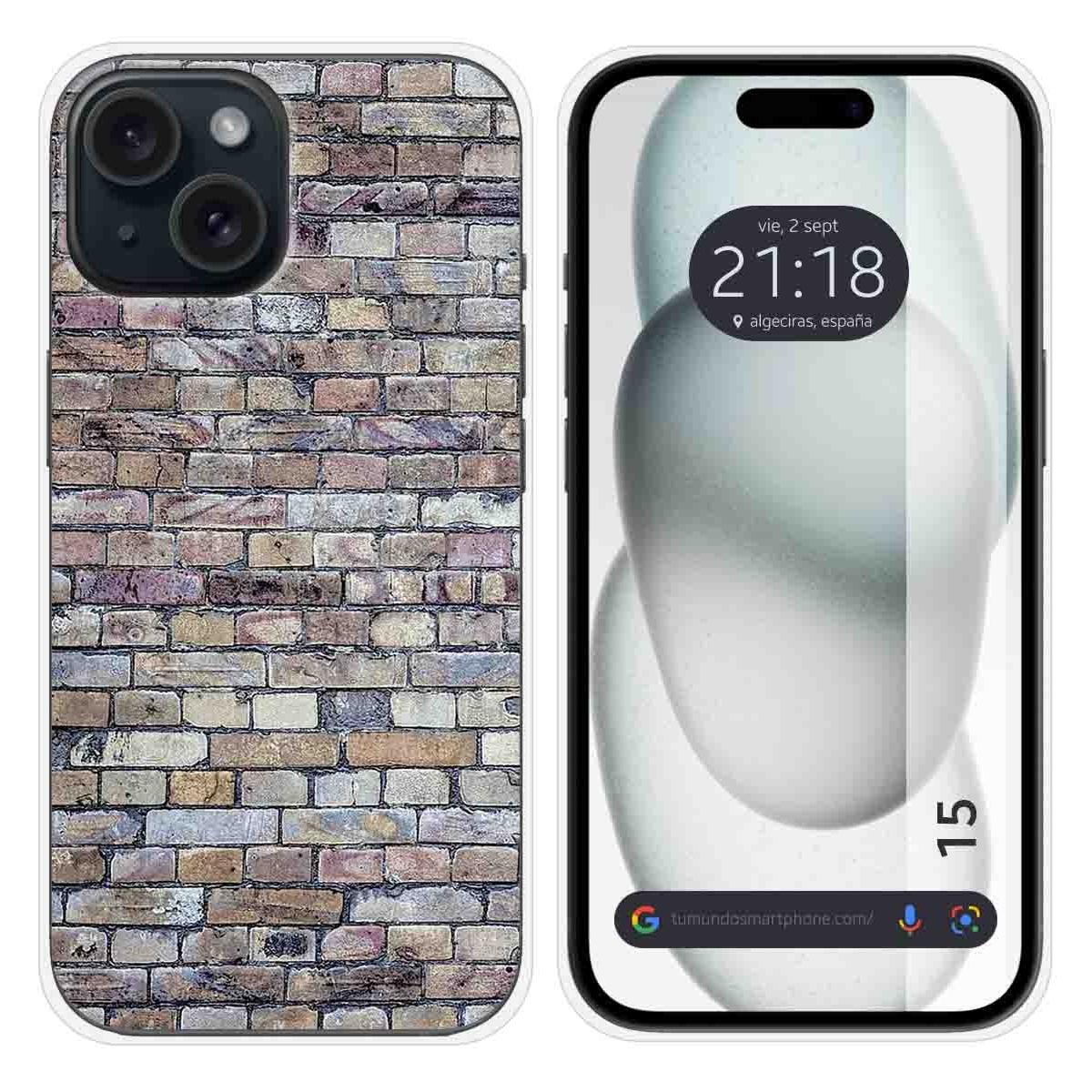 Funda Silicona compatible con Iphone 15 (6.1) diseño Ladrillo 02 Dibujos