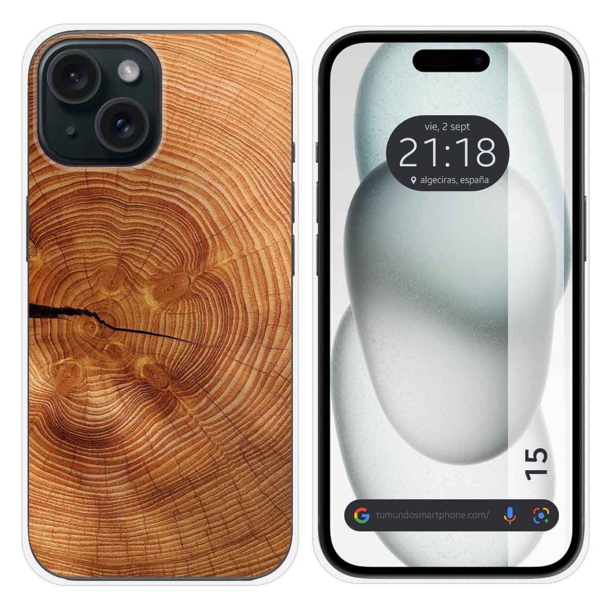 Funda Silicona compatible con Iphone 15 (6.1) diseño Madera 04 Dibujos