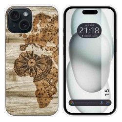Funda Silicona compatible con Iphone 15 (6.1) diseño Madera 07 Dibujos