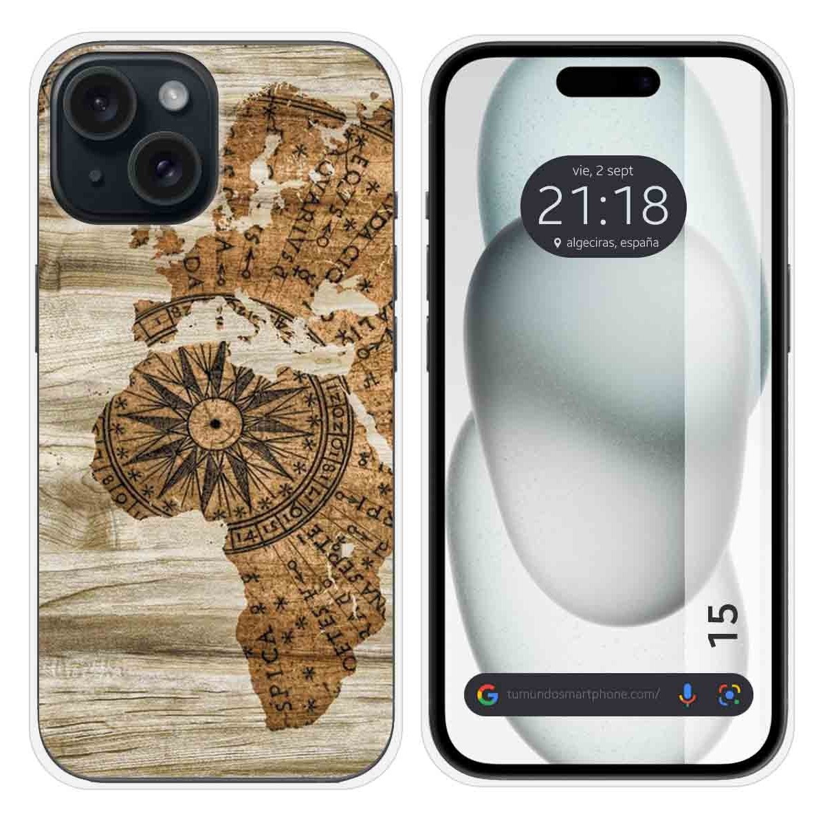 Funda Silicona compatible con Iphone 15 (6.1) diseño Madera 07 Dibujos