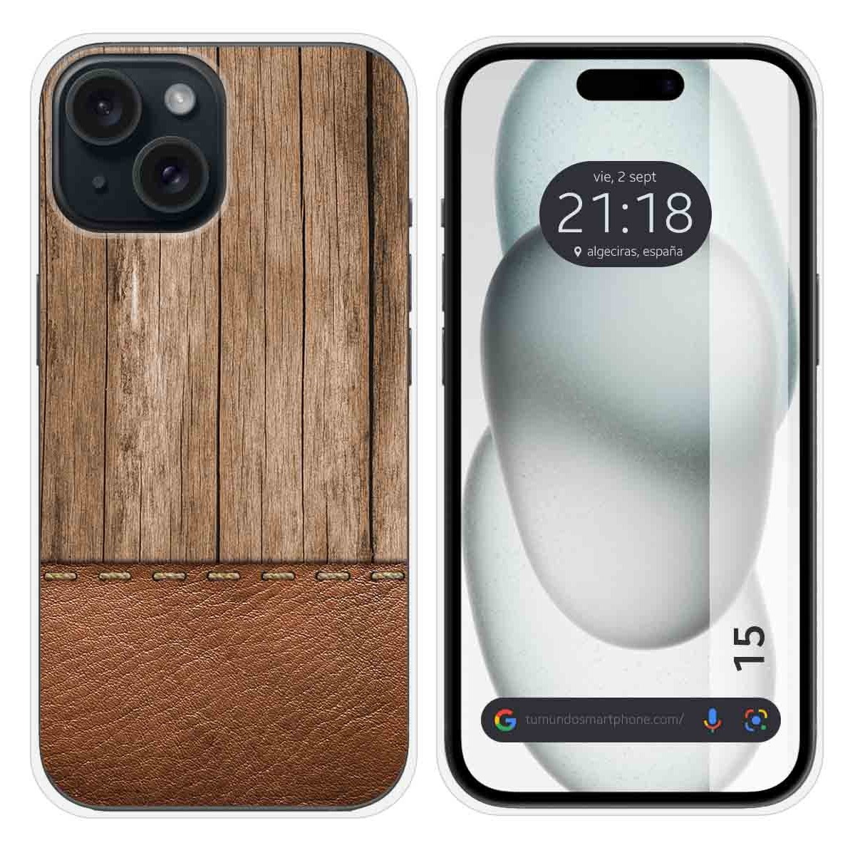 Funda Silicona compatible con Iphone 15 (6.1) diseño Madera 09 Dibujos