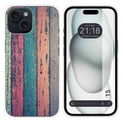 Funda Silicona compatible con Iphone 15 (6.1) diseño Madera 10 Dibujos