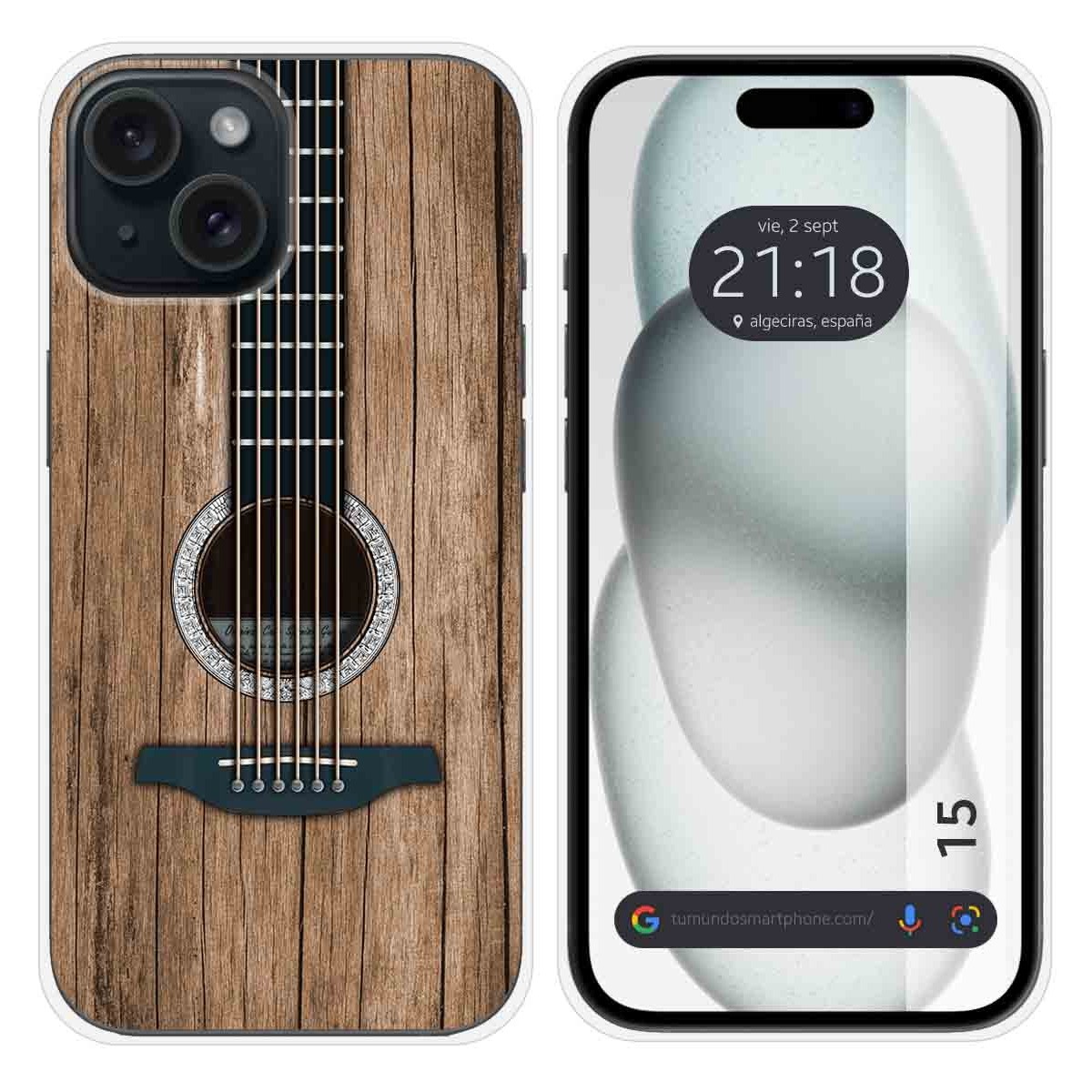 Funda Silicona compatible con Iphone 15 (6.1) diseño Madera 11 Dibujos