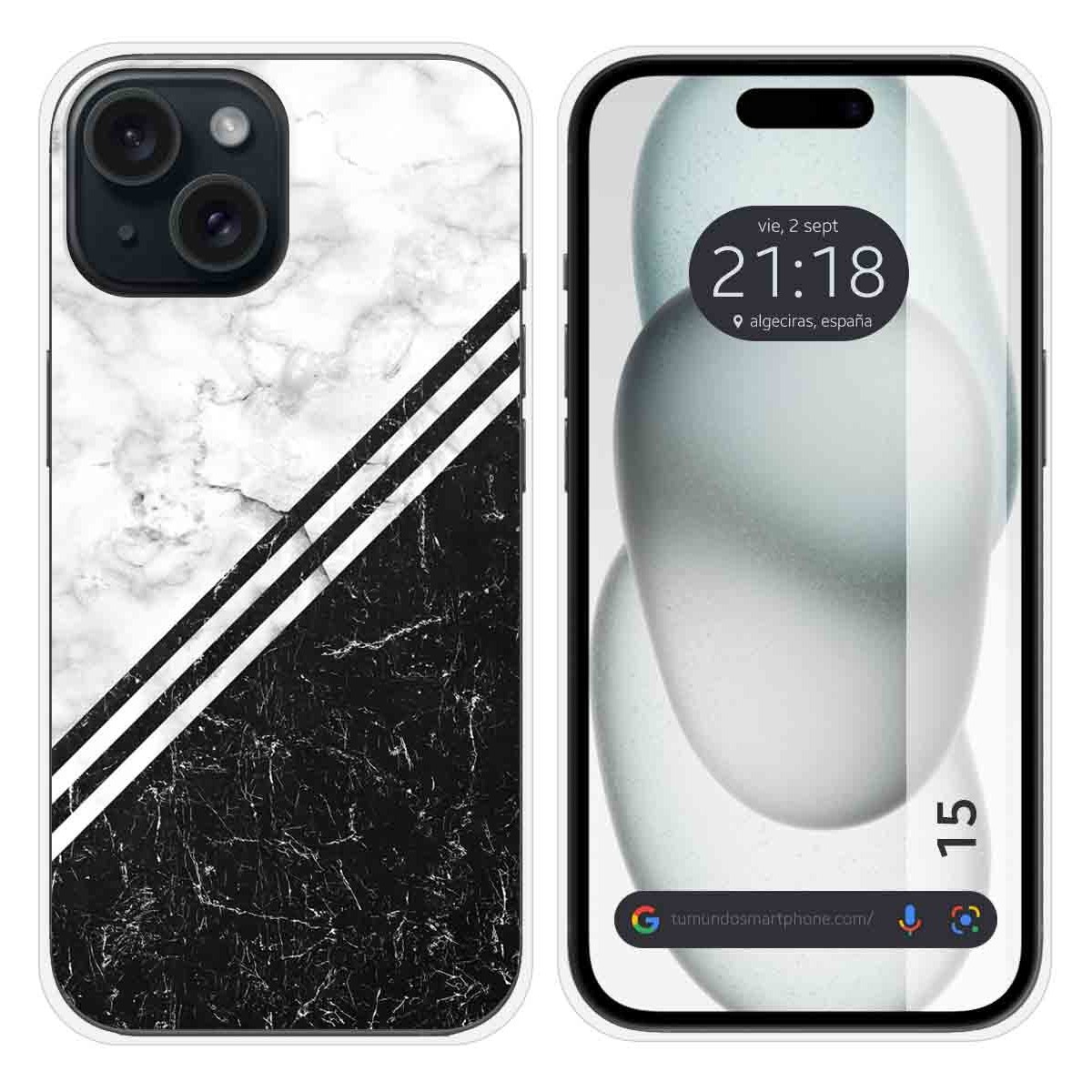 Funda Silicona compatible con Iphone 15 (6.1) diseño Mármol 01 Dibujos