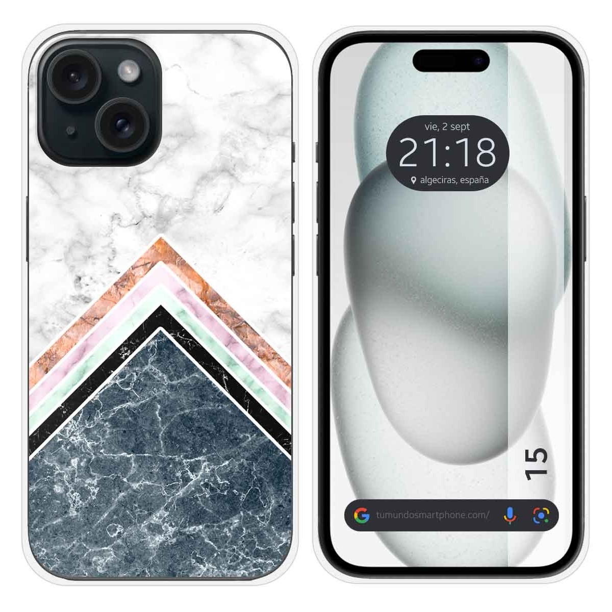 Funda Silicona compatible con Iphone 15 (6.1) diseño Mármol 05 Dibujos