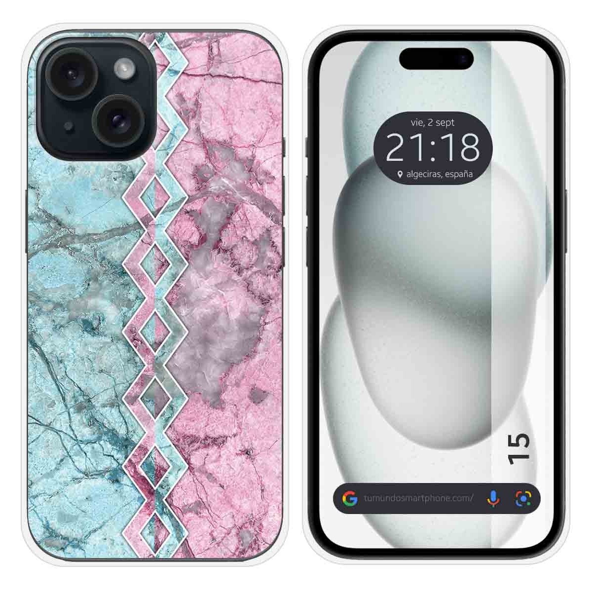 Funda Silicona compatible con Iphone 15 (6.1) diseño Mármol 08 Dibujos