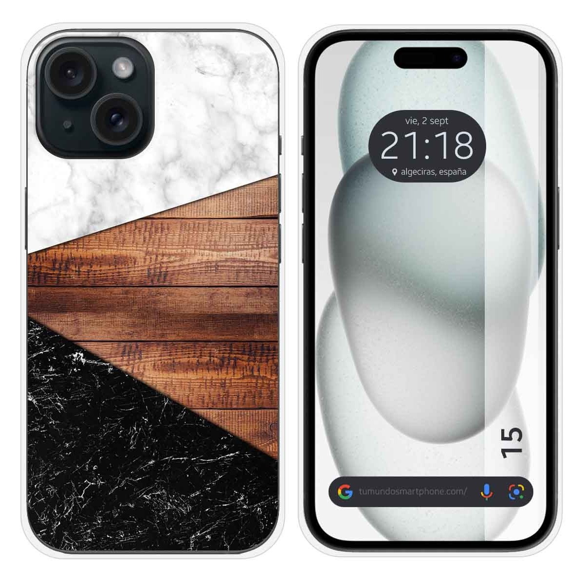 Funda Silicona compatible con Iphone 15 (6.1) diseño Mármol 11 Dibujos