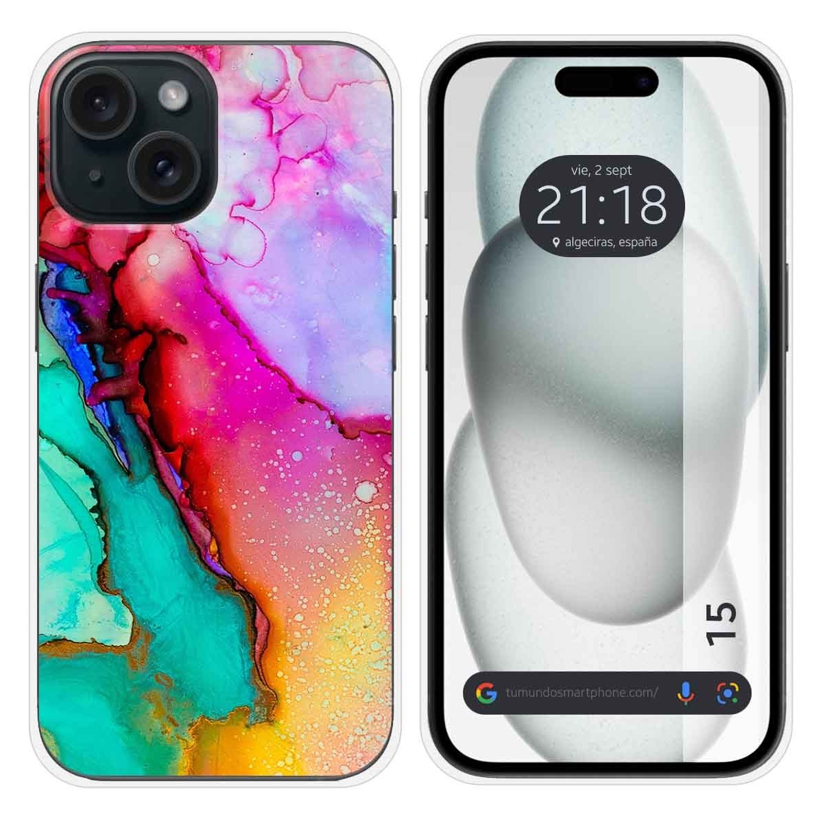 Funda Silicona compatible con Iphone 15 (6.1) diseño Mármol 15 Dibujos