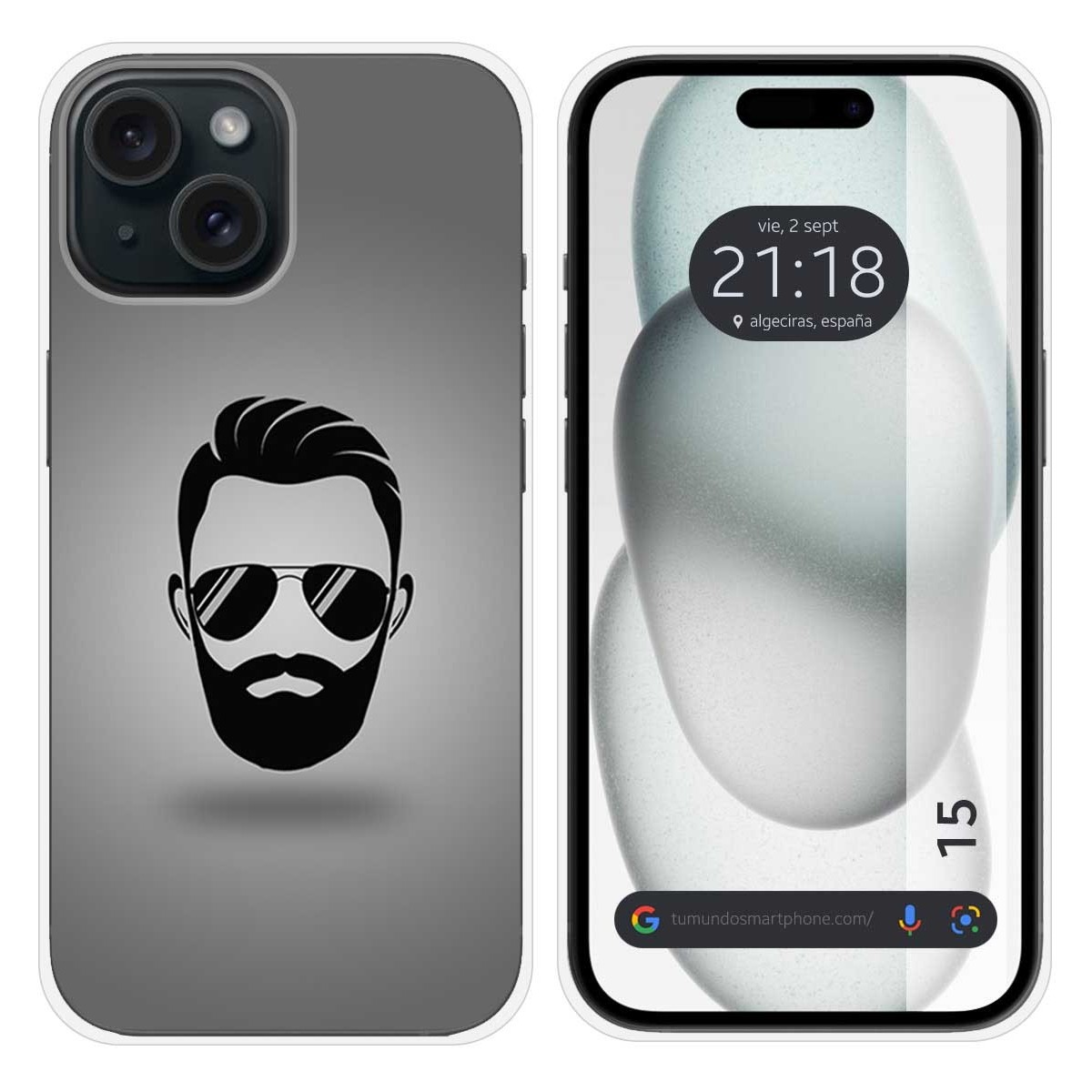 Funda Silicona compatible con Iphone 15 (6.1) diseño Barba Dibujos