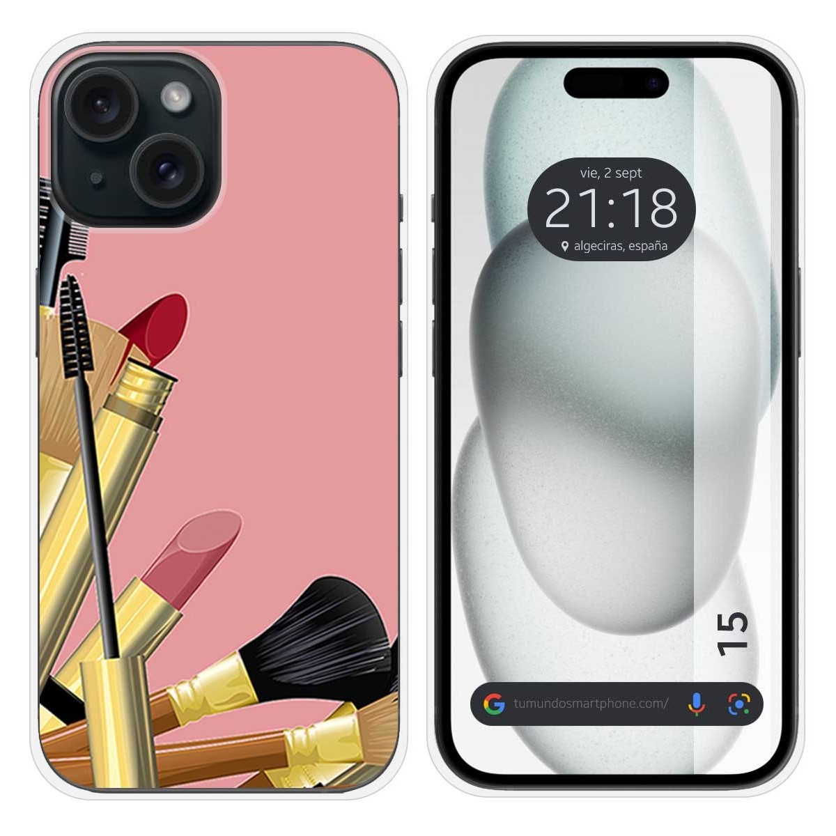 Funda Silicona compatible con Iphone 15 (6.1) diseño Brochas Dibujos