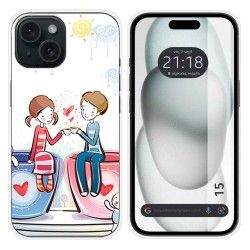 Funda Silicona compatible con Iphone 15 (6.1) diseño Café Dibujos