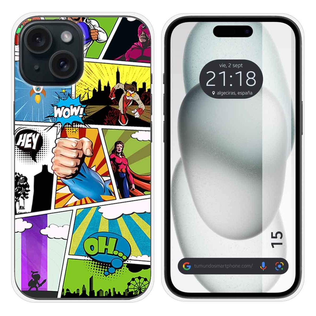 Funda Silicona compatible con Iphone 15 (6.1) diseño Comic Dibujos