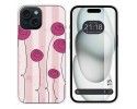 Funda Silicona compatible con Iphone 15 (6.1) diseño Flores Vintage Dibujos
