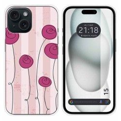 Funda Silicona compatible con Iphone 15 (6.1) diseño Flores Vintage Dibujos