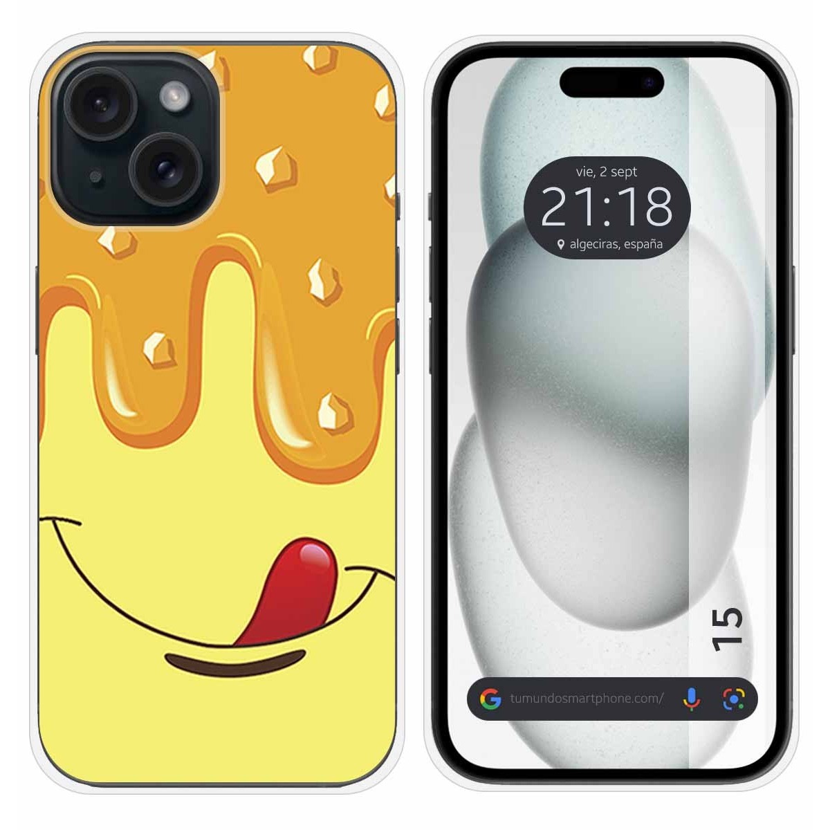 Funda Silicona compatible con Iphone 15 (6.1) diseño Helado Vainilla Dibujos