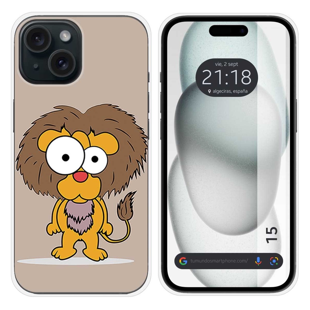 Funda Silicona compatible con Iphone 15 (6.1) diseño Leon Dibujos