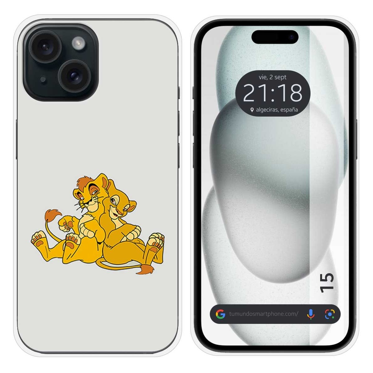 Funda Silicona compatible con Iphone 15 (6.1) diseño Leones Dibujos