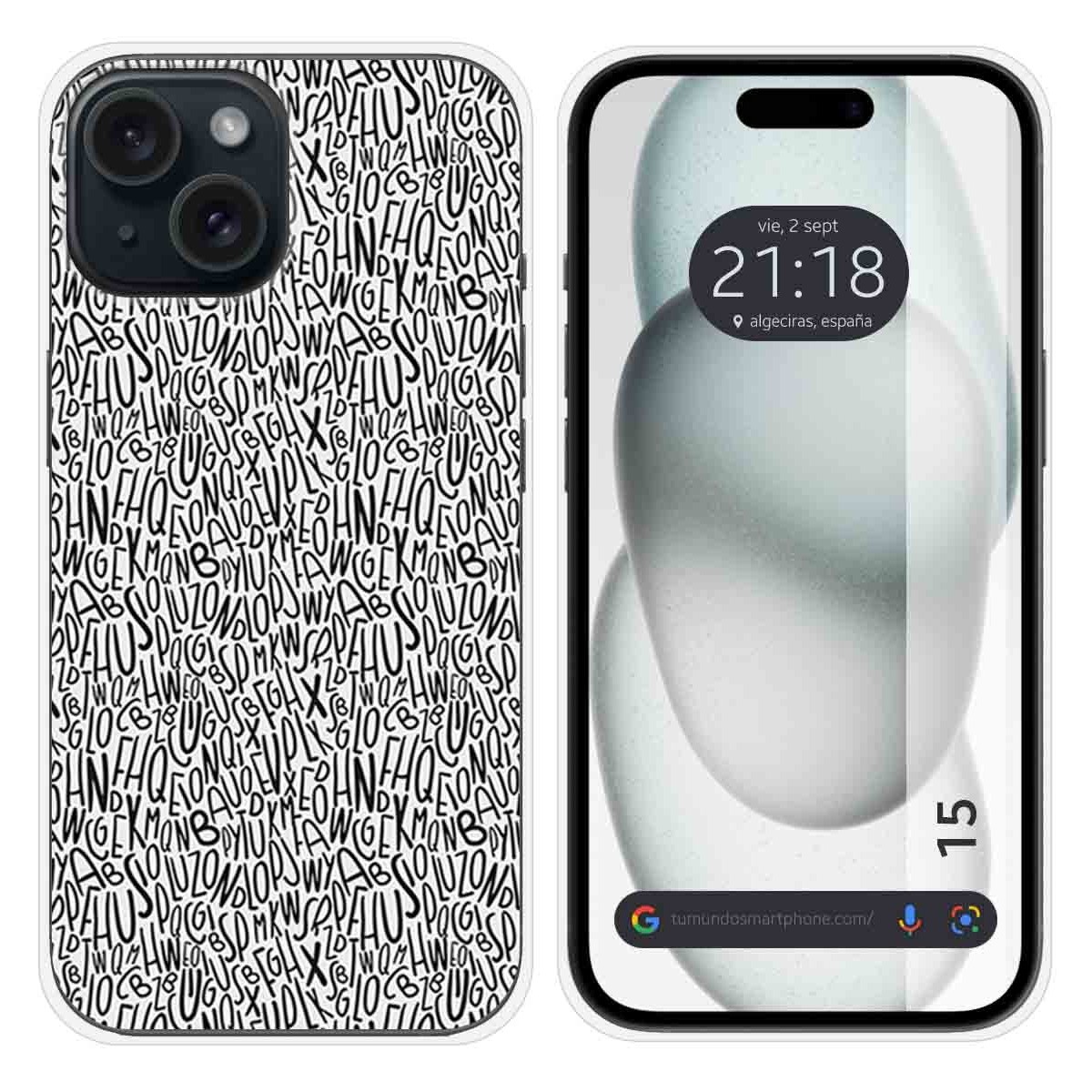 Funda Silicona compatible con Iphone 15 (6.1) diseño Letras Dibujos