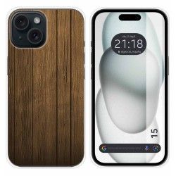 Funda Silicona compatible con Iphone 15 (6.1) diseño Madera Dibujos