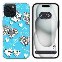 Funda Silicona compatible con Iphone 15 (6.1) diseño Mariposas Dibujos