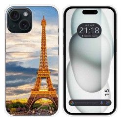 Funda Silicona compatible con Iphone 15 (6.1) diseño Paris Dibujos