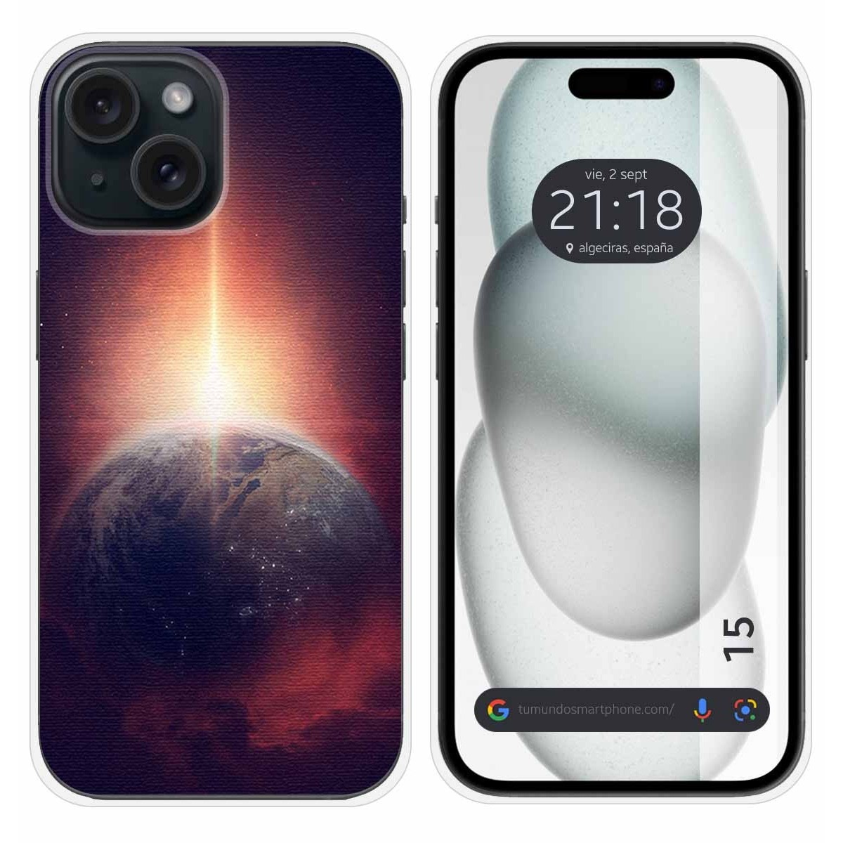 Funda Silicona compatible con Iphone 15 (6.1) diseño Tierra Dibujos