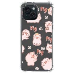 Funda Silicona Antigolpes compatible con Iphone 15 (6.1) diseño Cerdos Dibujos