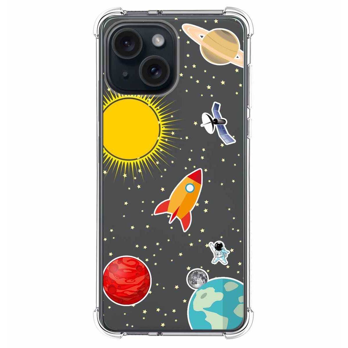 Funda Silicona Antigolpes compatible con Iphone 15 (6.1) diseño Espacio Dibujos