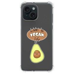 Funda Silicona Antigolpes compatible con Iphone 15 (6.1) diseño Vegan Life Dibujos