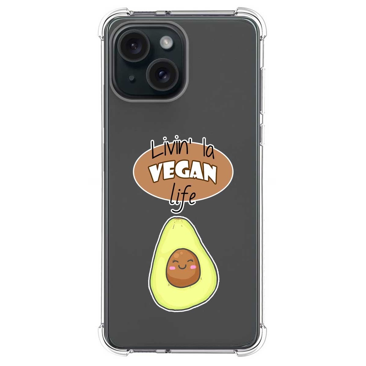 Funda Silicona Antigolpes compatible con Iphone 15 (6.1) diseño Vegan Life Dibujos