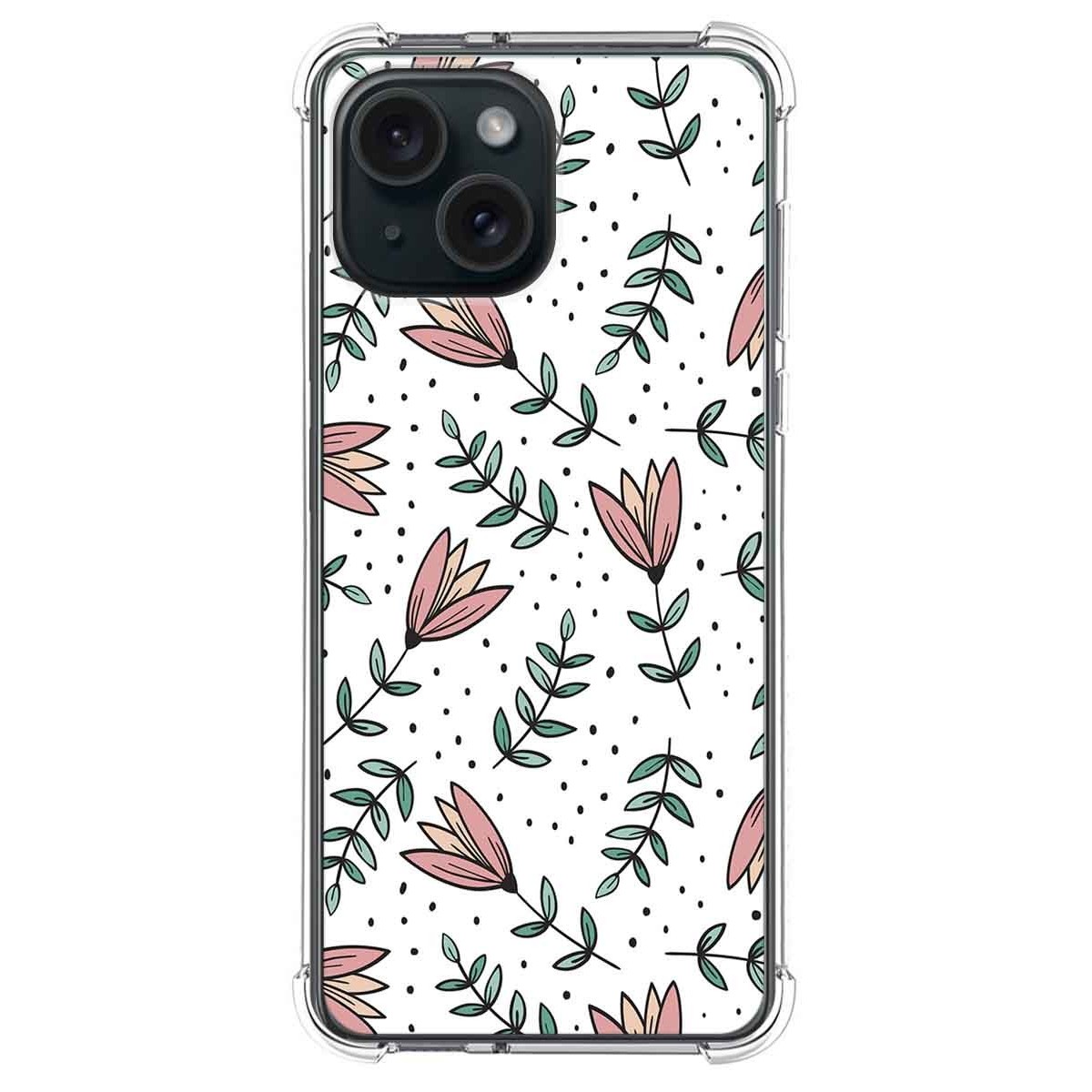 Funda Silicona Antigolpes compatible con Iphone 15 (6.1) diseño Flores 01 Dibujos
