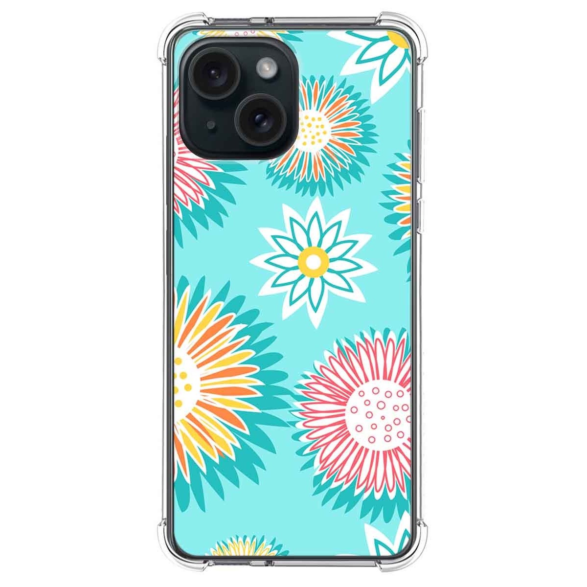 Funda Silicona Antigolpes compatible con Iphone 15 (6.1) diseño Flores 05 Dibujos