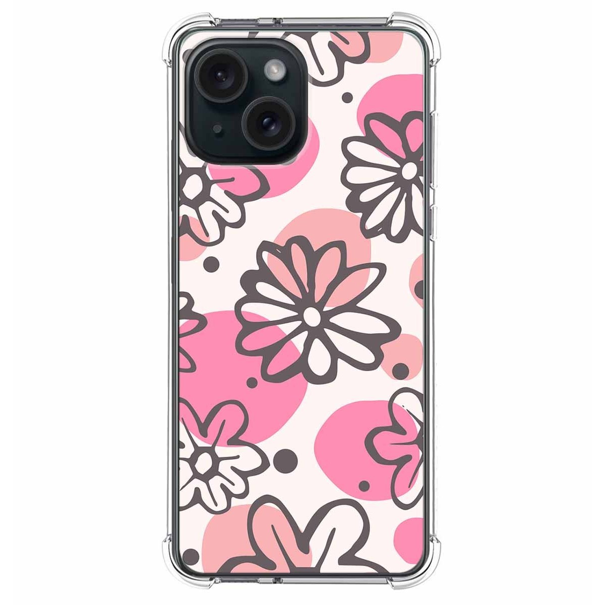 Funda Silicona Antigolpes compatible con Iphone 15 (6.1) diseño Flores 09 Dibujos