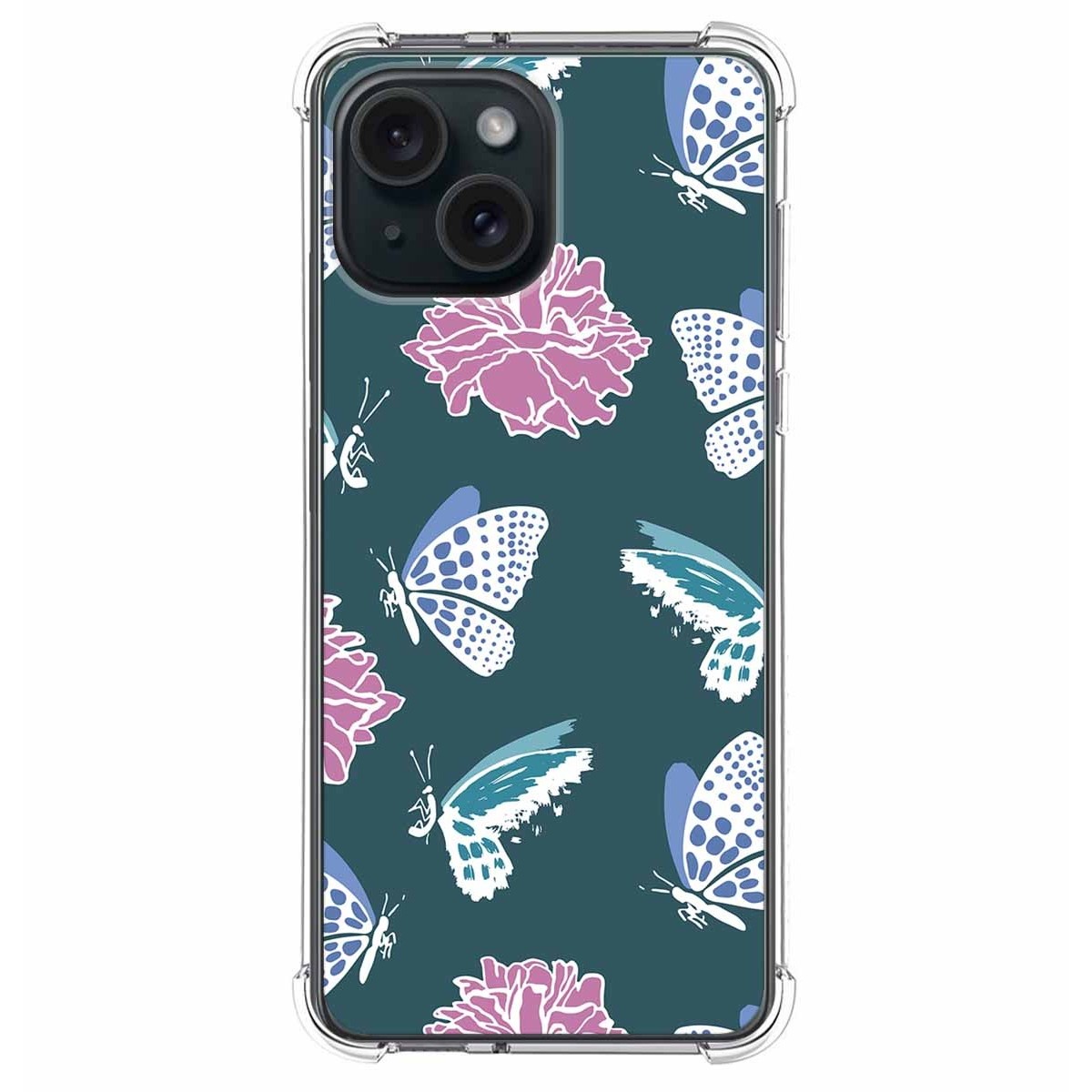 Funda Silicona Antigolpes compatible con Iphone 15 (6.1) diseño Flores 10 Dibujos